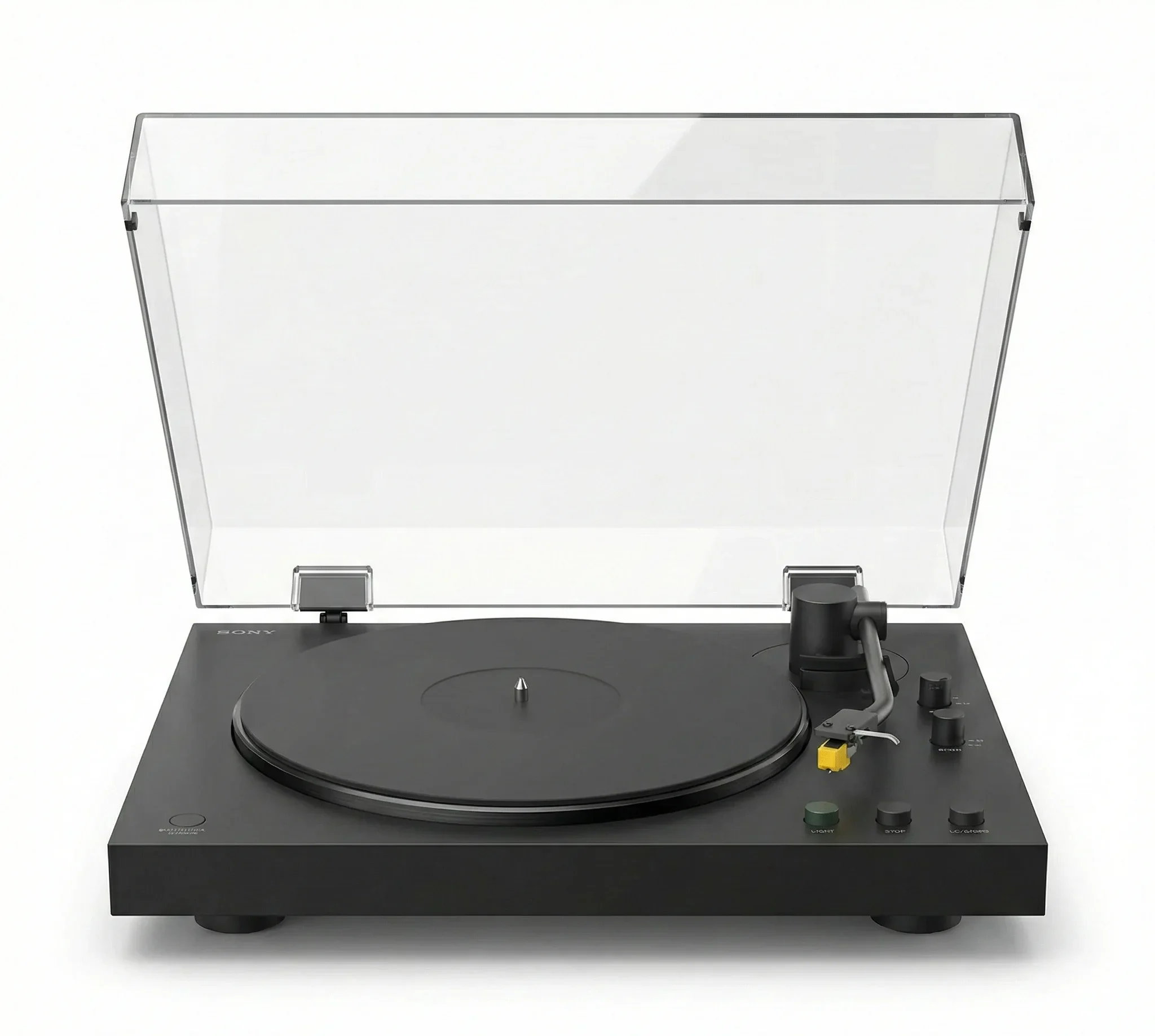 Sony PS-LX5BT vue détail bras de lecture droit et cellule MM Audio-Technica pré-installée