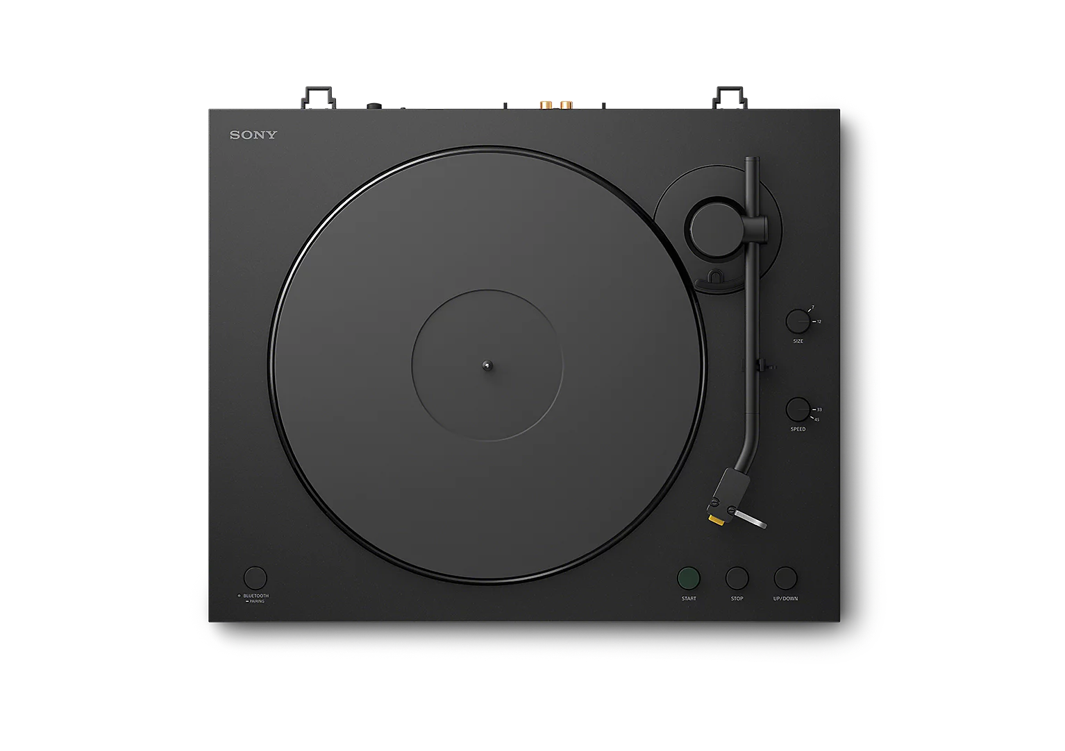 Sony PS-LX5BT vue du dessus avec plateau aluminium moulé sous pression et capot anti-poussière