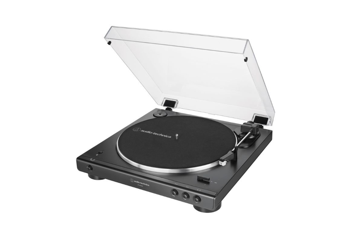Audio-Technica AT-LP60XBT — vue de profil droit, châssis et capot