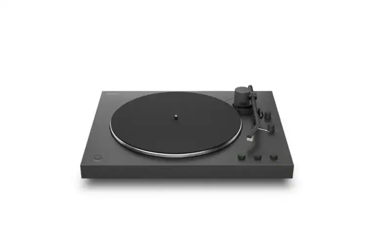 Platine vinyle Bluetooth Sony PS-LX3BT anthracite vue de face avec bras de lecture droit et commandes Start/Stop