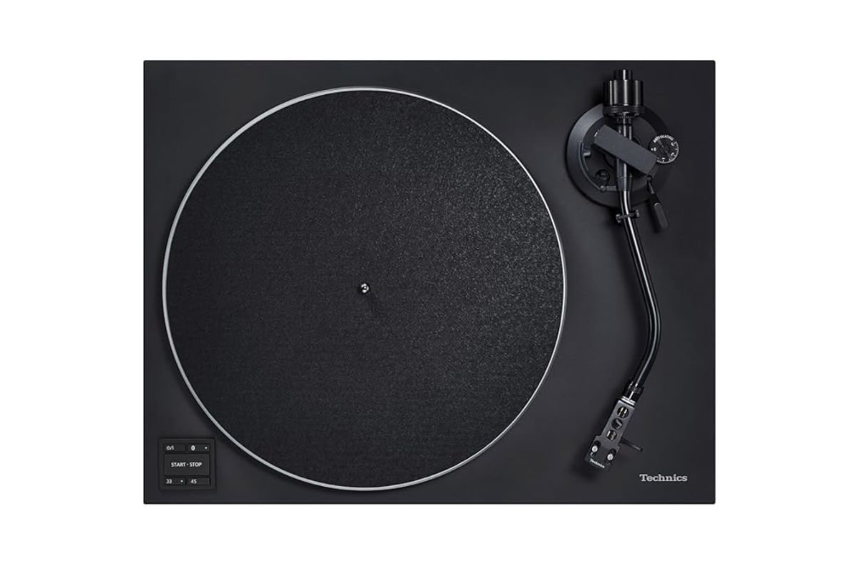 Technics SL-40CBT vue de dessus avec plateau et bras de lecture