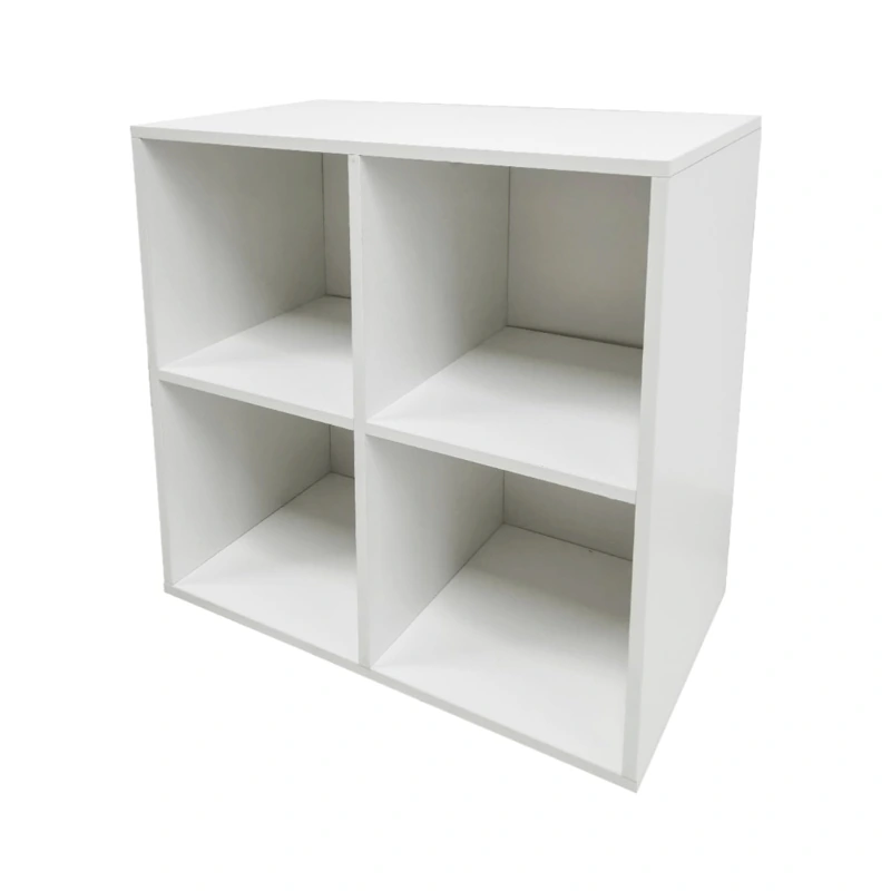 Meuble vinyle blanc VDD vue rapprochée avec compartiments dimensionnés pour pochettes 33 tours