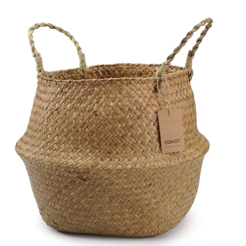 Panier en osier DOKOT tressé naturel avec poignées intégrées