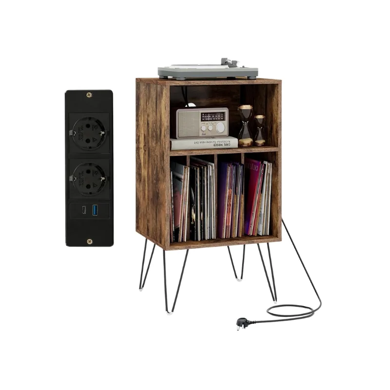 KOMFOTTEU Meuble Platine Vinyle 5 Casiers (prises et USB-C)
