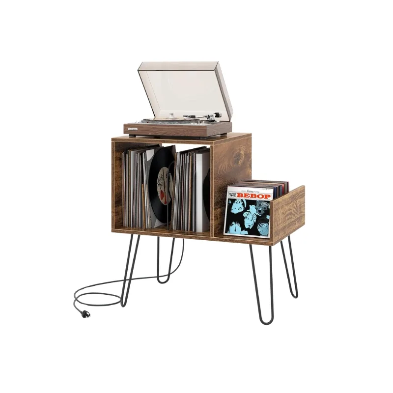 KOMFOTTEU Meuble Platine Vinyle avec Station de Charge